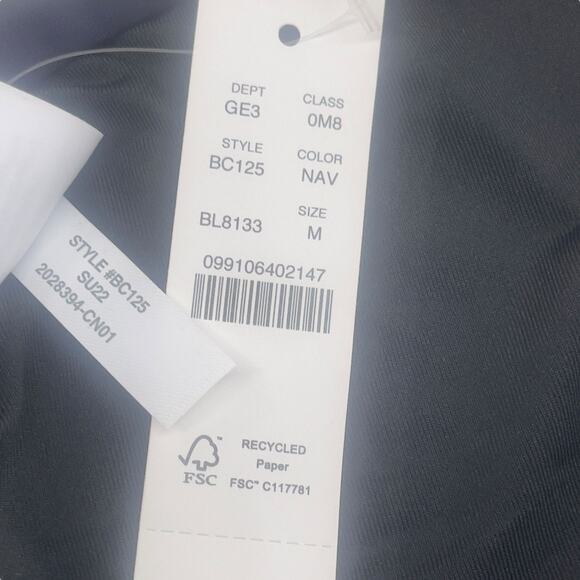 J Crew Curved Waist Bikini Bottom‎ Navy Blue Cheeky Size Medium BC125 New - Picture 5 of 5